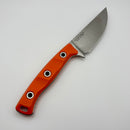 Microtech Akris w/ Ember G-10 Handles & Stonewash M390MK w/ Natural Leather Sheath  95-10DE-4