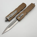 Factory Blem Microtech Dirac Delta D/E Stonewash w/ Brown Handle 227-10BN