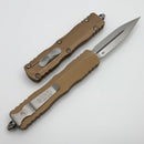 Factory Blem Microtech Dirac Delta D/E Stonewash w/ Brown Handle 227-10BN