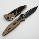 Factory Blem Microtech Socom Elite Manual Brown Handles & Black S/E Part Serrated 160-2BN