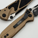 Factory Blem Microtech Socom Elite Manual Brown Handles & Black S/E Part Serrated 160-2BN