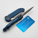 Microtech Marfione Select LUDT Gen III Antique Blue Slab Side Titanium Handles w/ Blue Accents & Part Serrated Apocalyptic Tanto 1136-11APMS3