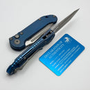 Microtech Marfione Select LUDT Gen III Antique Blue Slab Side Titanium Handles w/ Blue Accents & Apocalyptic Tanto 1136-10APMS3