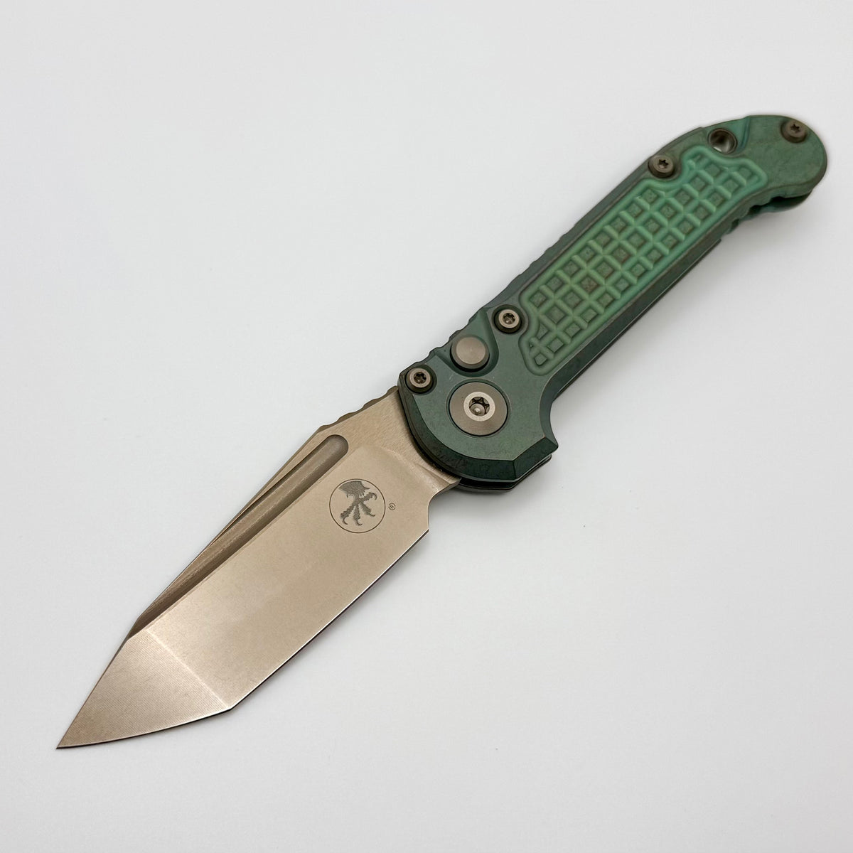 Microtech Marfione Select LUDT Gen III Antique Green Titanium Frag Han
