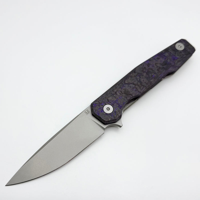 Uldanov Custom Knives R1 w/ Purple Carbon Fiber/Titanium & M398 Flipper