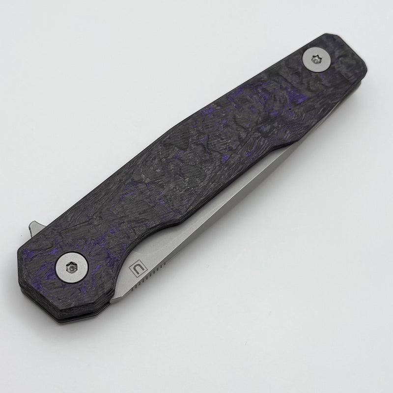 Uldanov Custom Knives R1 w/ Purple Carbon Fiber/Titanium & M398 Flipper