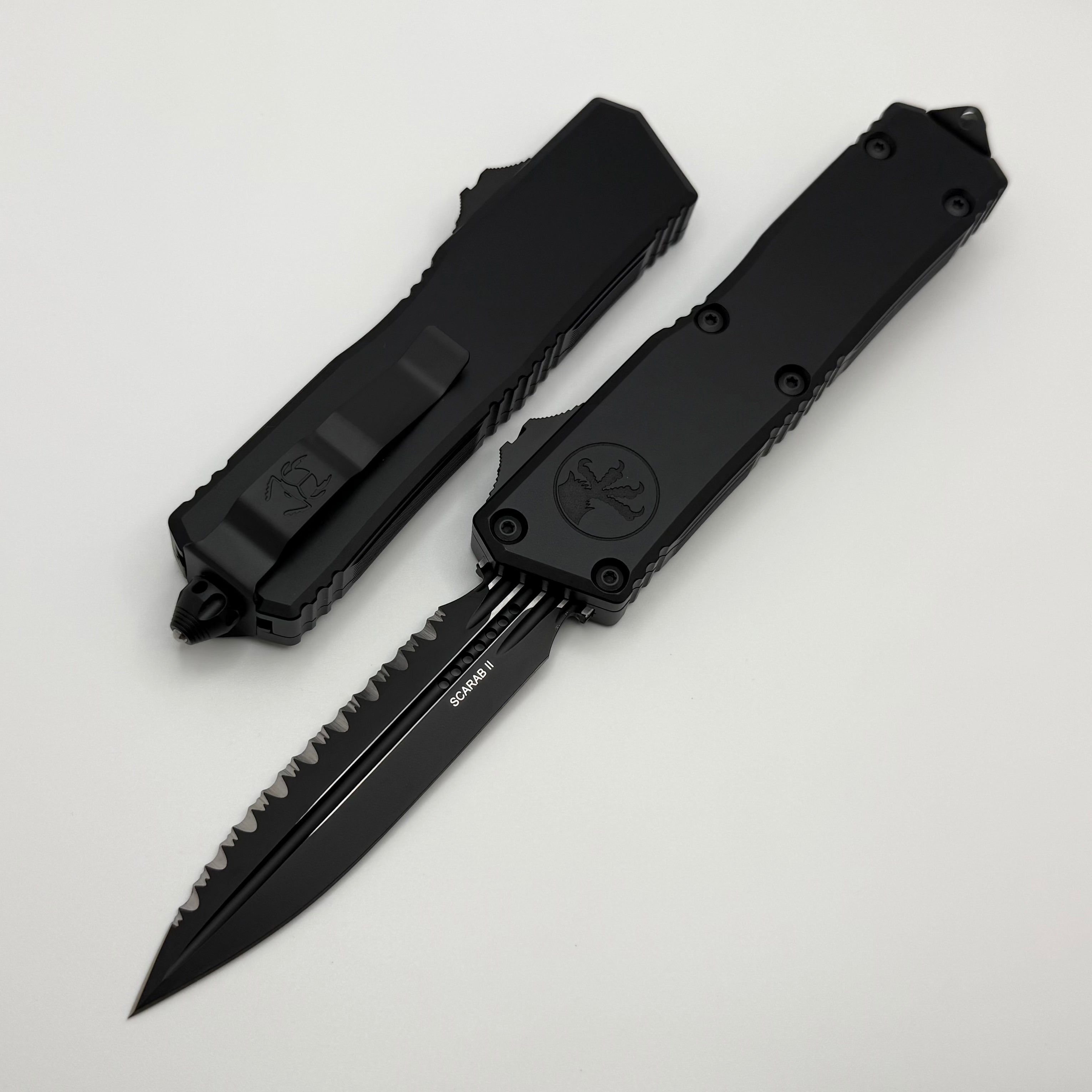 Microtech Scarab 2 Gen 3 Executive Tactical w/ Black Handles & Full Se