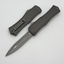 Microtech Knives Mini Hera Apocalyptic Double Edge Full Serrated M390MK w/ Natural Clear Handle 1702M-12APNC