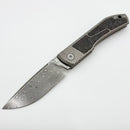 Uldanov Custom Knives Sierra w/ Milled Titanium/ Carbon Fiber Inlays & ZD1 1016 Damascus Front Flipper