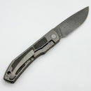 Uldanov Custom Knives Sierra w/ Milled Titanium/ Carbon Fiber Inlays & ZD1 1016 Damascus Front Flipper