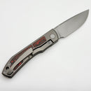 Uldanov Custom Knives Sierra w/ Milled Titanium/Red Carbon Fiber Inlays & MagnaCut Front Flipper