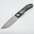 Uldanov Custom Knives Sierra L Black/White Carbon Fiber Handles w/ Ti Inlays & M398 Front Flipper