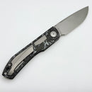 Uldanov Custom Knives Sierra L Black/White Carbon Fiber Handles w/ Ti Inlays & M398 Front Flipper