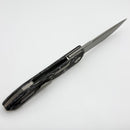 Uldanov Custom Knives Sierra L Black/White Carbon Fiber Handles w/ Ti Inlays & M398 Front Flipper