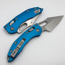 Microtech Knives Manual Stitch RAM LOK Fluted Blue Aluminum & Partial Serrated M390MK Stonewash 169RL-11FLBL