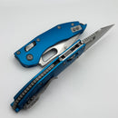 Microtech Knives Manual Stitch RAM LOK Fluted Blue Aluminum & Partial Serrated M390MK Stonewash 169RL-11FLBL