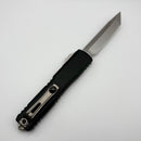Microtech Ultratech ZBP Black LEO Blue Accent Handle w/ Stonewash Full-Serrated Tanto 1123-12LEO