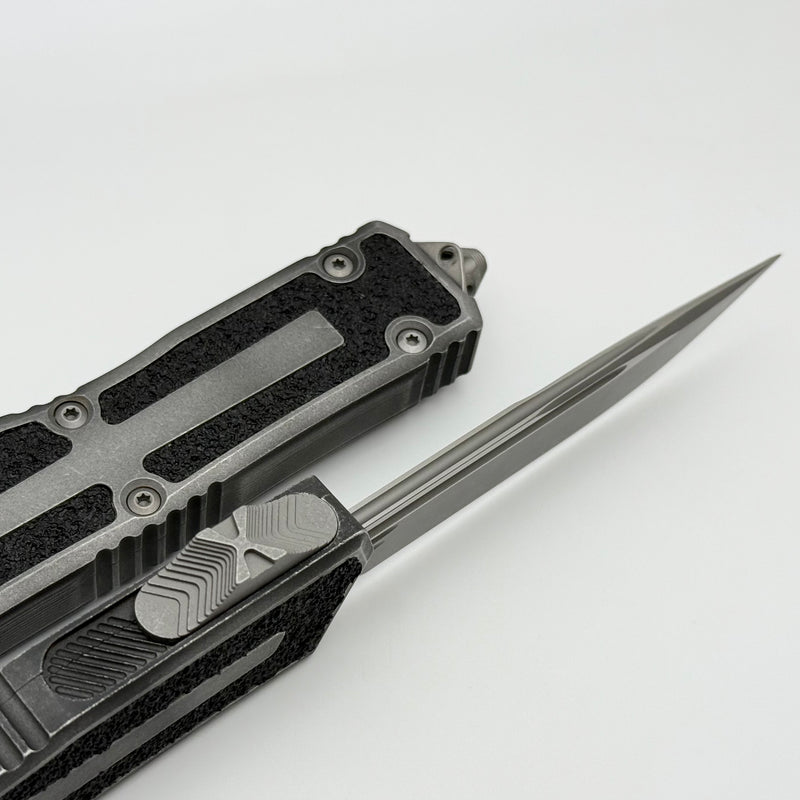 Microtech Scarab 2 Gen 3 S/E Weathered Metal Apocalyptic Standard w/ Spine Fluted Blade 1278-10APWME