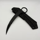 Pre-Owned Microtech & Bastinelli Collaboration Feather Distressed Black Full Serrated 215-3DBKS-FLAG