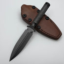 Marfione Custom Knives A.D.O DLC Double Vapor Blast 3V w/ DLC Titanium End Cap w/ Brown Leather Sheath