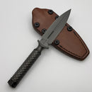 Marfione Custom Knives A.D.O DLC Double Vapor Blast 3V w/ DLC Titanium End Cap w/ Brown Leather Sheath