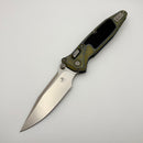 Marfione Select Microtech Socom Ram-Lok Galactic Gold Titanium Texture Inlaid Handles w/ Blue Accents & Clip Point Stonewash M390MK 160RL-10MS8