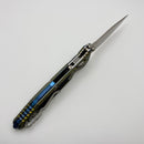 Marfione Select Microtech Socom Ram-Lok Galactic Gold Titanium Texture Inlaid Handles w/ Blue Accents & Clip Point Stonewash M390MK 160RL-10MS8