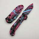 Microtech Knives LUDT Gen III Smooth Handle Pink & Black w/ Light Blue Splatter M390MK 1136S-1BKPK-LBSPLS