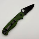 Spyderco Knives ButtonUp OD Green G-10 Handles and 8CR13MOV Black Blade C275GPGRBK