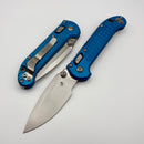 Factory Blem Microtech Knives LUDT Ram-Lok w/ Blue Frag Handle & Stonewashed Drop Point 1135RL-10FRBL