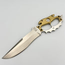 Sniper Bladeworks BDH British Death Head Fixed Blade w/ Brass Handles & Satin 420HC