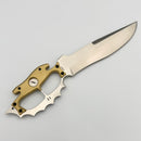 Sniper Bladeworks BDH British Death Head Fixed Blade w/ Brass Handles & Satin 420HC