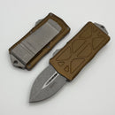 Microtech Exocet Tan Aluminum Handle w/ D/E Apocalyptic 157-10APTA