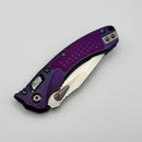 Microtech Amphibian Mini RAM LOK Stonewash Titanium Galactic Purple Frag & Stonewash M390MK w/ Blue Accents 137MRL-10FRMS16
