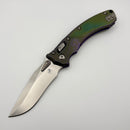 Microtech Amphibian Mini RAM LOK Stonewash Titanium Nebula Green Fluted Handle & Stonewash M390MK w/ Purple Accents 137MRL-10FLMS17