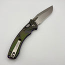 Microtech Amphibian Mini RAM LOK Stonewash Titanium Nebula Green Fluted Handle & Stonewash M390MK w/ Purple Accents 137MRL-10FLMS17