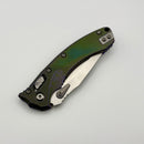 Microtech Amphibian Mini RAM LOK Stonewash Titanium Nebula Green Fluted Handle & Stonewash M390MK w/ Purple Accents 137MRL-10FLMS17