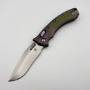 Microtech Amphibian Mini RAM LOK Stonewash Titanium Nebula Green Frag Handle & Stonewash M390MK w/ Purple Accents 137MRL-10FRMS17