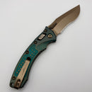 Microtech Amphibian Mini RAM LOK Antique Green Titanium Frag & Serrated Bronze M390MK w/ Bronze Accents 137MRL-14FRMS1