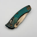 Microtech Amphibian Mini RAM LOK Antique Green Titanium Frag & Serrated Bronze M390MK w/ Bronze Accents 137MRL-14FRMS1