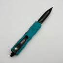 Microtech Dirac Double Edge Black & Cyan Hex Camo Handles 225-1CNHXC-E4