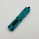 Microtech Dirac Double Edge Black & Cyan Hex Camo Handles 225-1CNHXC-E4
