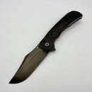 Tuya Knife Kharis Bead Blasted Integral handle w/ Black Swirl Carbon Fiber Overlays & DLC M390