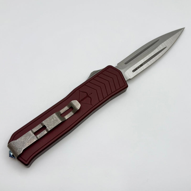 Medford Knife Merc-1 OTF Dagger S45 Tumbled D/E & Red Aluminum Handle