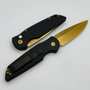 Modified Aftermarket Pro-Tech TR-3 Black Aluminum Handle w/ Gold Coated 154CM