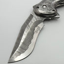 Todd Begg Full Custom Front Line w/ Carbon Fiber/Damascus Handle & 4.25" Damascus Recurve (Consignment)