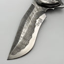 Todd Begg Full Custom Front Line w/ Carbon Fiber/Damascus Handle & 4.25" Damascus Recurve (Consignment)