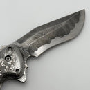 Todd Begg Full Custom Front Line w/ Carbon Fiber/Damascus Handle & 4.25" Damascus Recurve (Consignment)