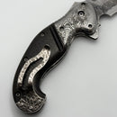 Todd Begg Full Custom Front Line w/ Carbon Fiber/Damascus Handle & 4.25" Damascus Recurve (Consignment)