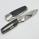Custom Knife Factory Lex w/ Blue Carbon Fiber Inlaid Titanium Handles & Polished M398